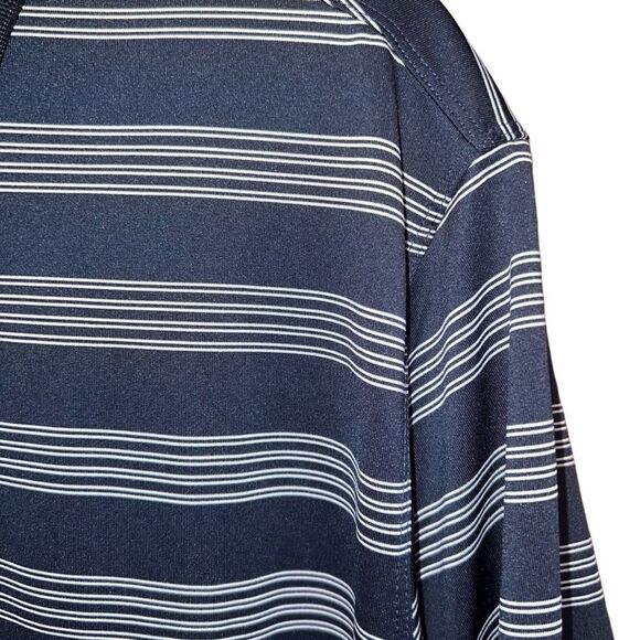 Nike Golf Shirt Mens L Navy White Striped Tour Performance Dri Fit Polo - Picture 3 of 9